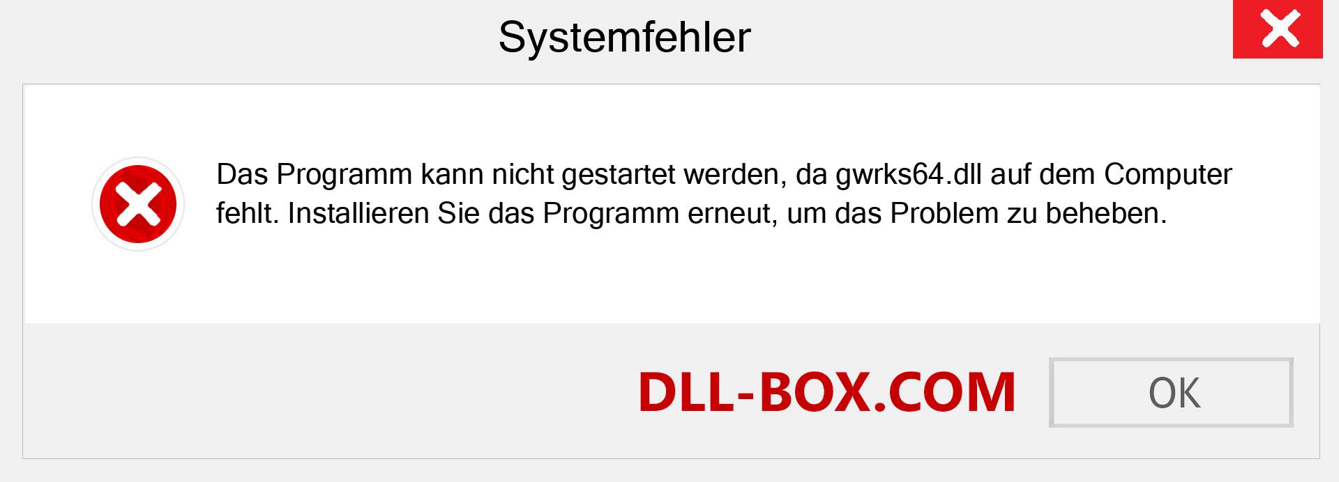 gwrks64.dll-Datei fehlt?. Download für Windows 7, 8, 10 - Fix gwrks64 dll Missing Error unter Windows, Fotos, Bildern